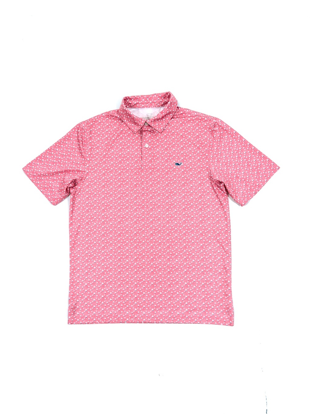 Vineyard Vines Performance Polo Shirt Sailboat Motif Print Men’s Size S - Coral